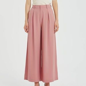 pink high waist wide leg trousers